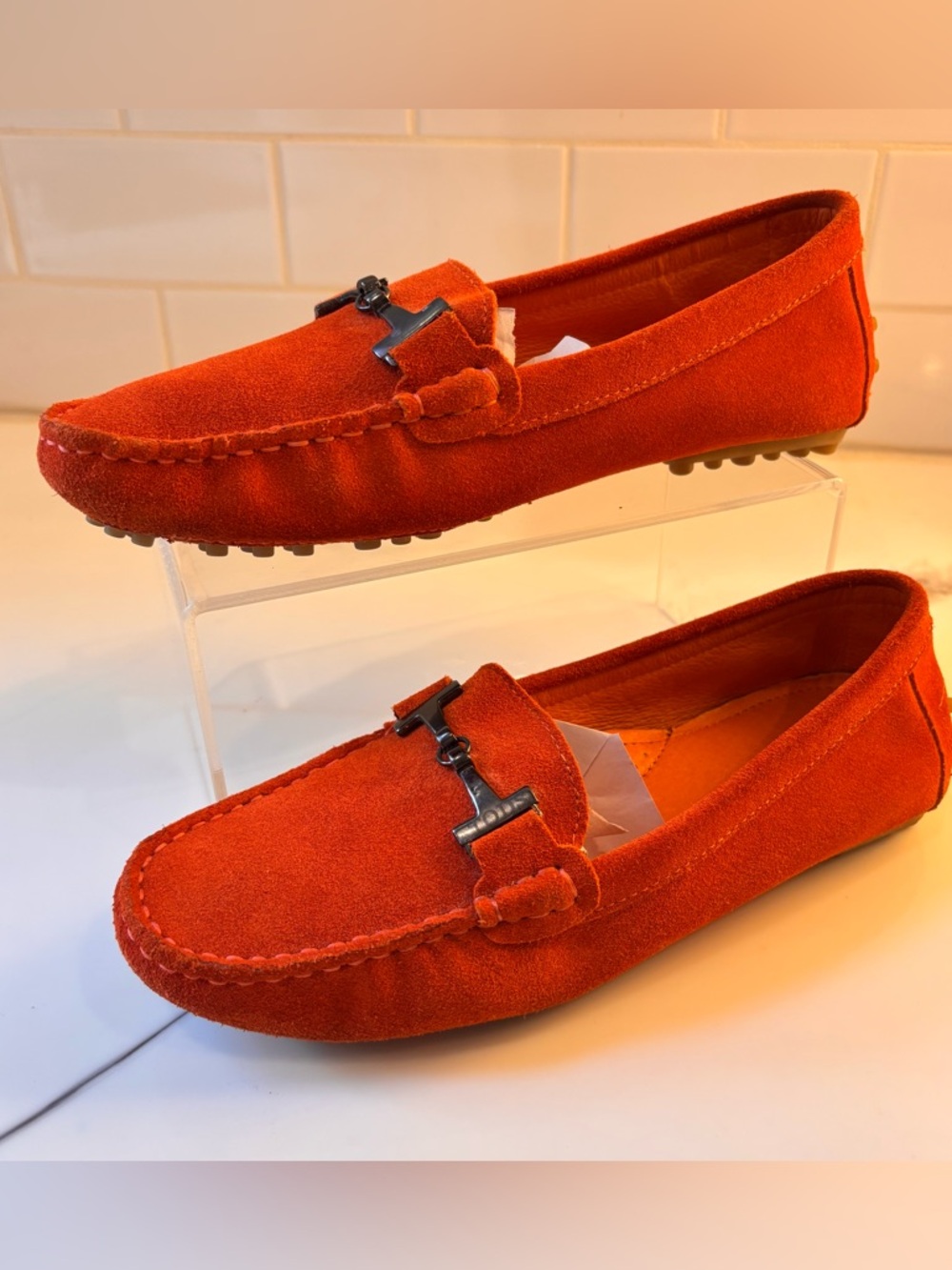 Tod’s Gommino Driving Loafers, Orange, Size 39